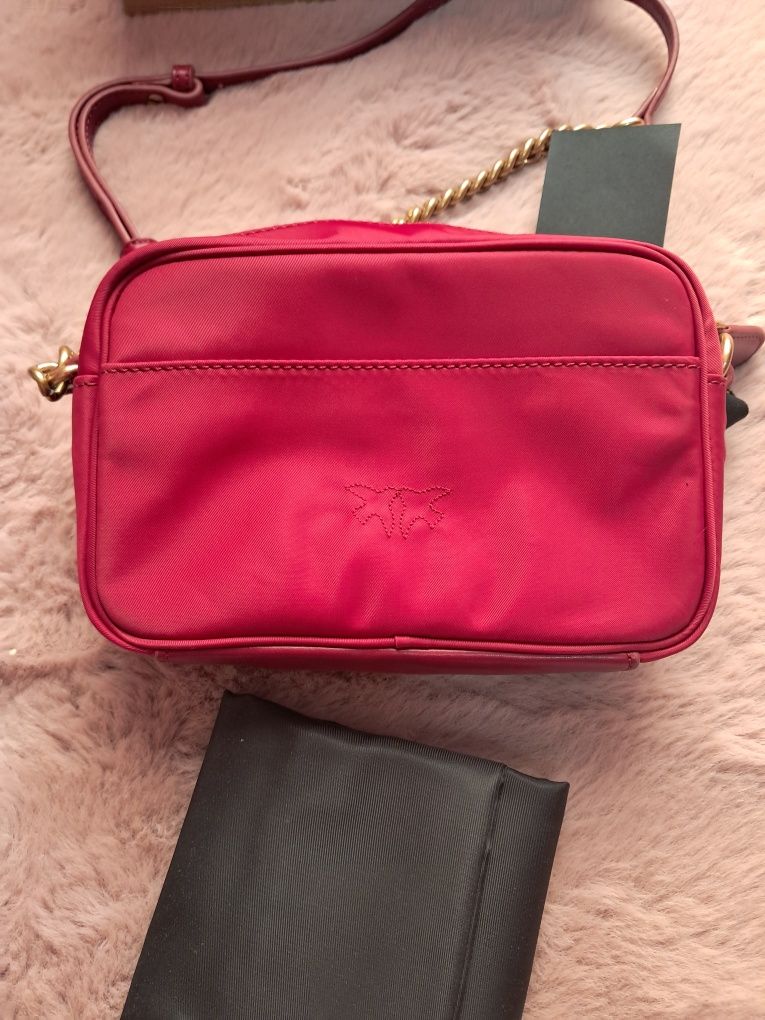 Pinko torebka z NFC Gate Camera Case czerwona listonoszka złoty łańcus