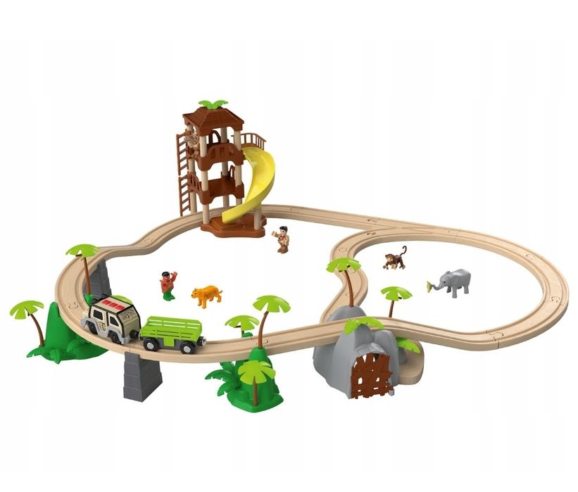 PLAYTIVE kolejka drewniana elektryczna DŻUNGLA SAFARI tory drewniane