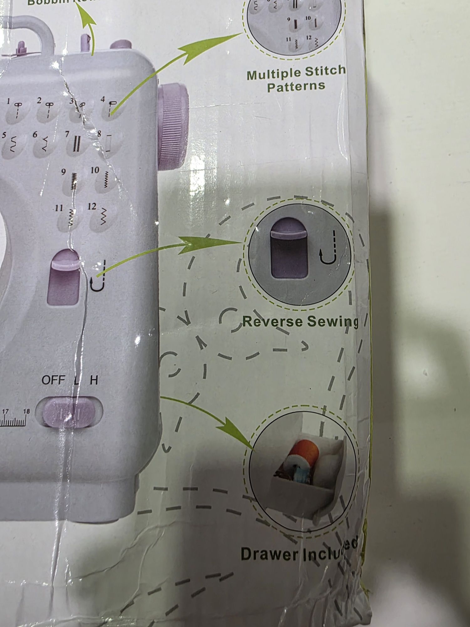 Máquina de costura portátil, nova. 
Ideal para pequenos reparos. 
- Le