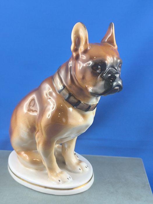 Pies bokser Łomonosow LFZ #porcelana #ZSRR #Rosja #ozdoba #prezent