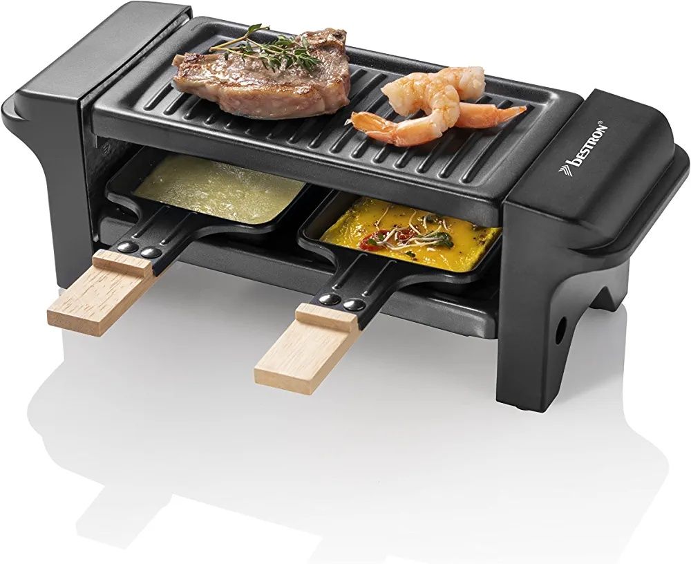 Bestron ARG150BW, Raclette dla 1 do 2 osób, mini grill stołowy