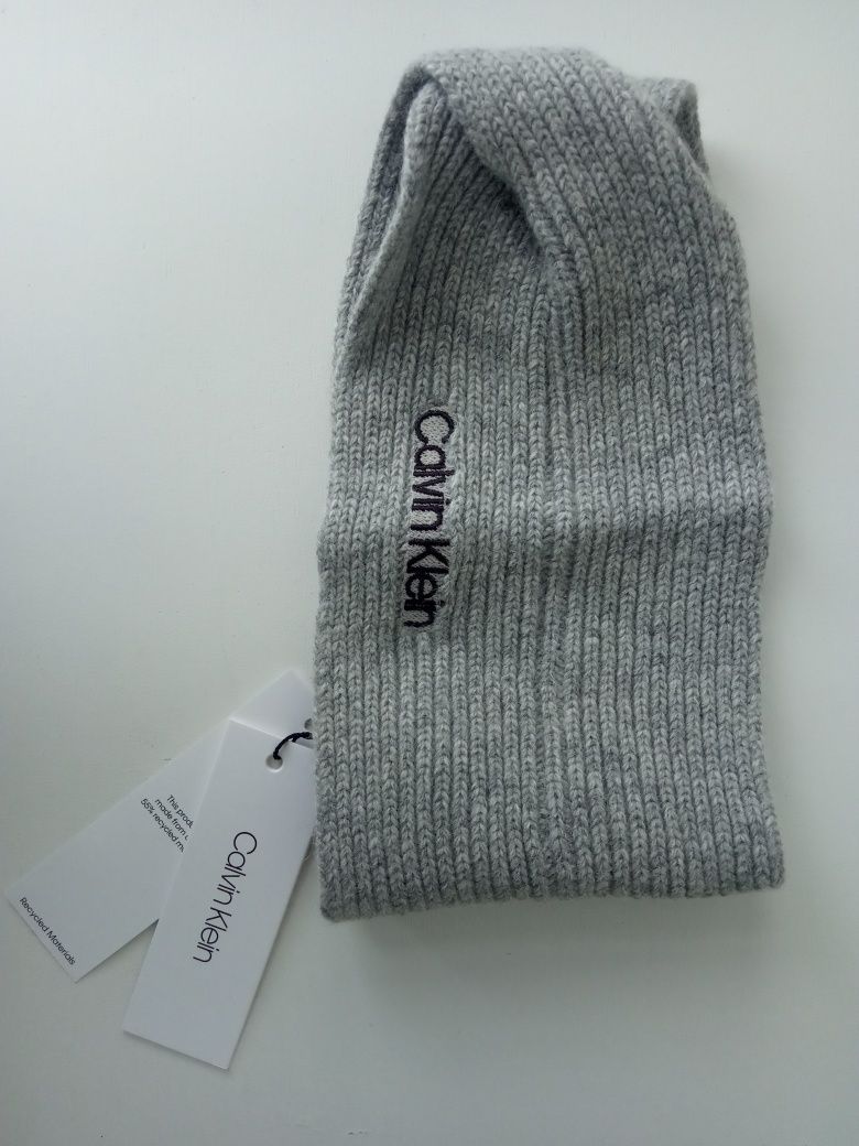 Nowa oryginalna opaska Calvin Klein kaszmir wełna wiskoza szara