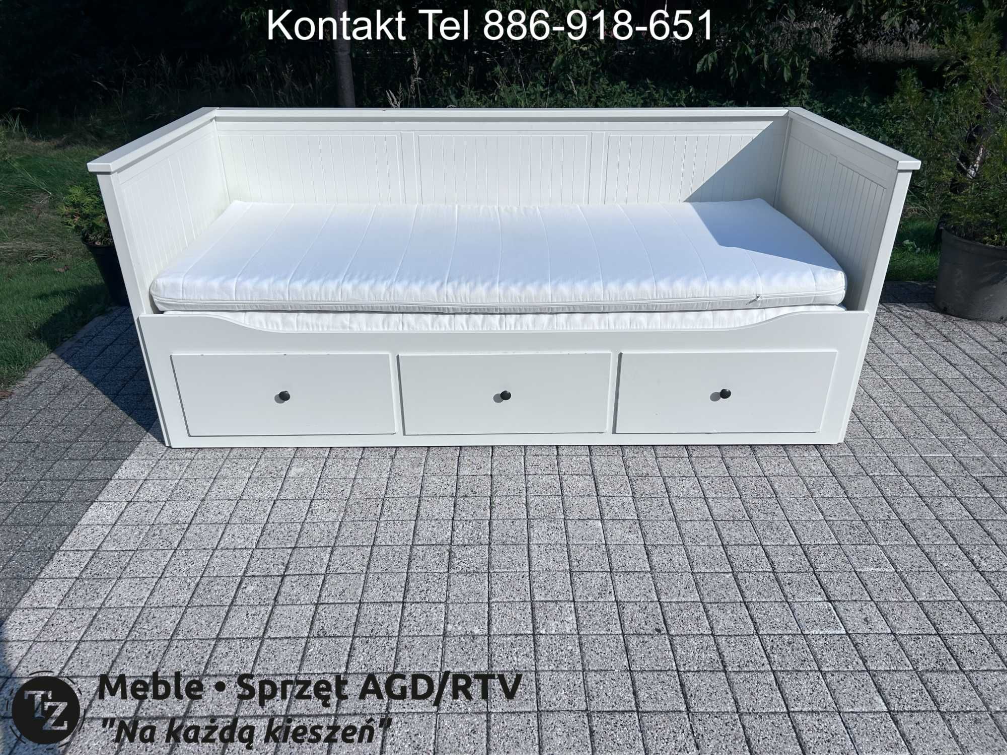 IKEA HEMNES Łóżko Leżanka z 3 szufladami, 2 materace, białe Transport