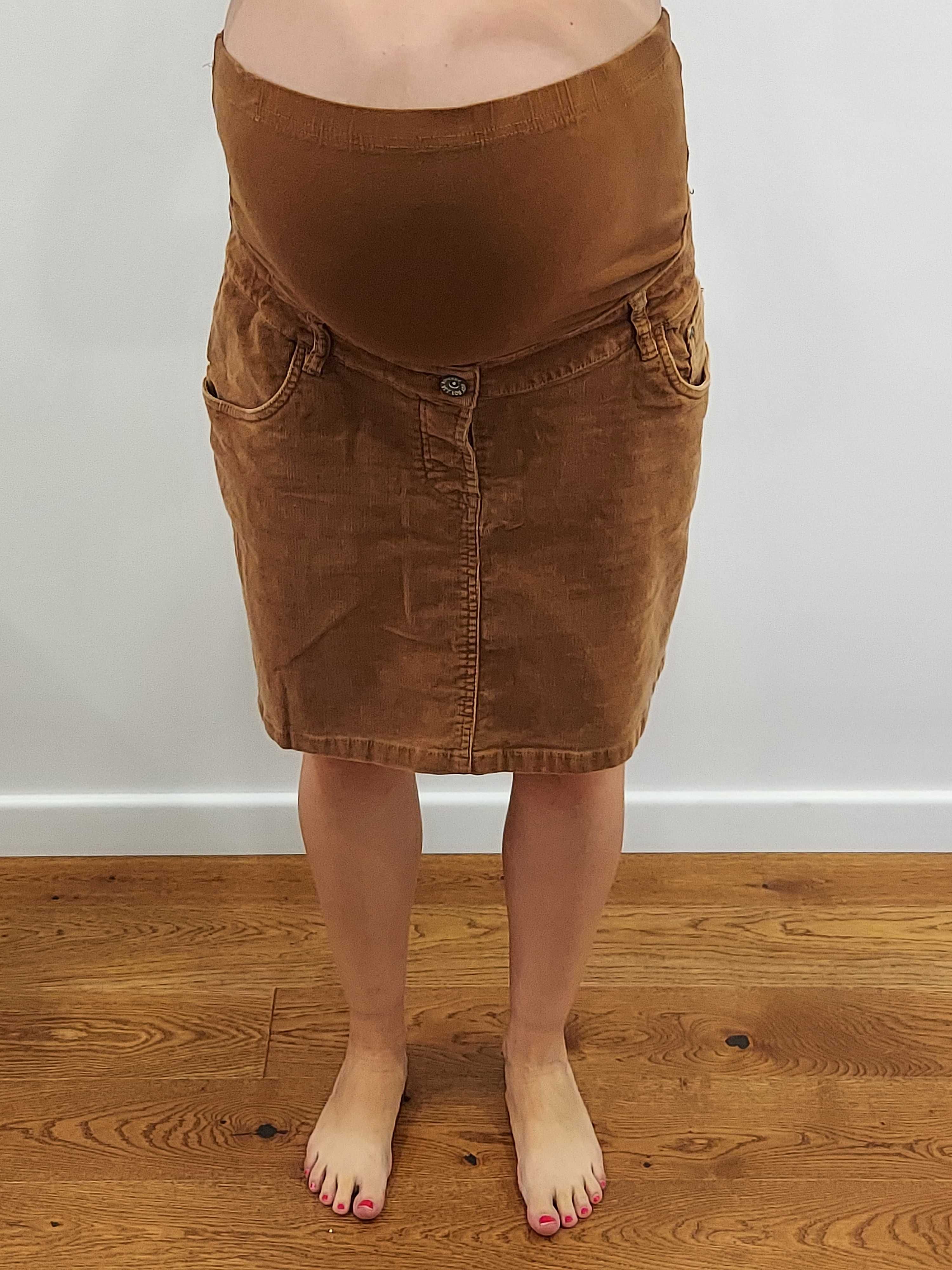 Spódnica ciążowa sztruksowa brązowa Yessica C&A rozmiar 38