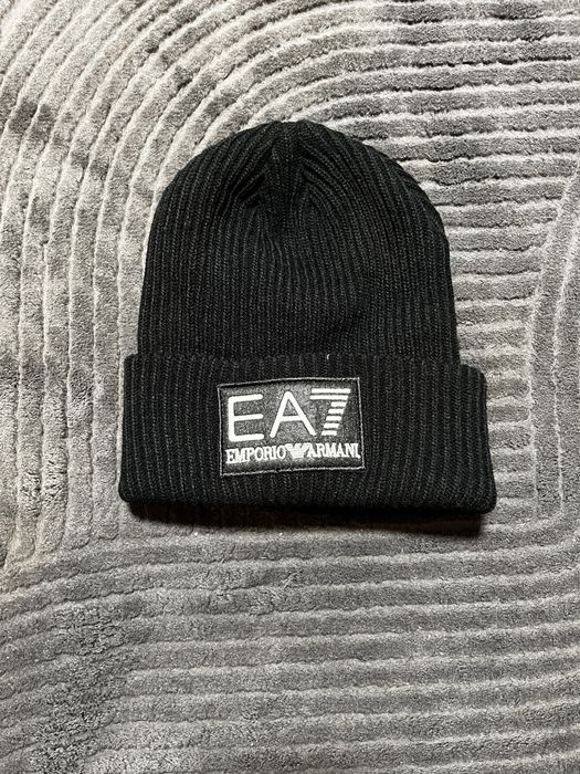 Emporio Armani EA7 – Czapka Beanie, czarna, Nowa z Metką