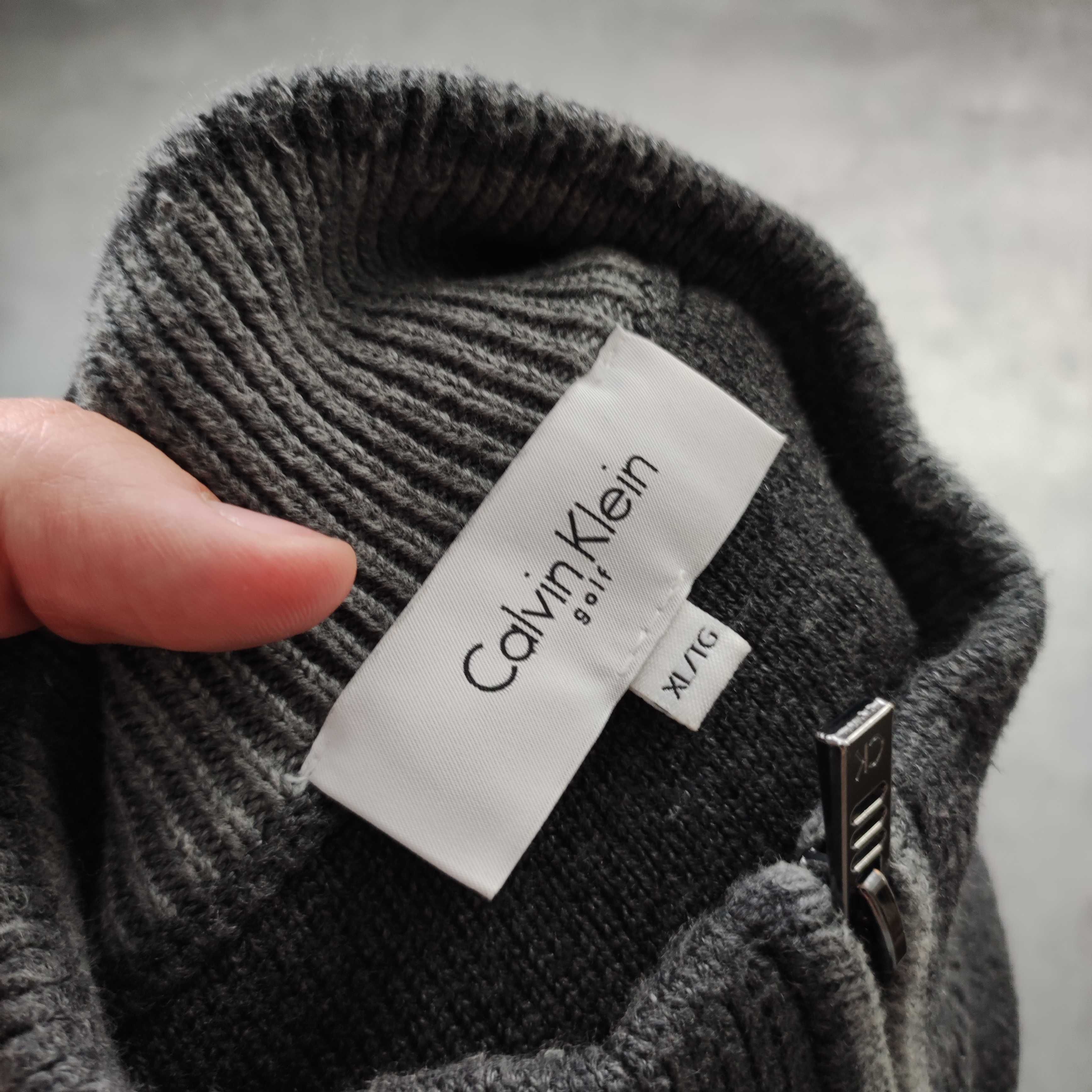 MĘSKI Elegancki Sweter Bawełna PREMIUM Bluza Calvin Klein Golf Suwak