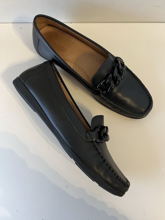 Czarne skórzane baleriny Kazar