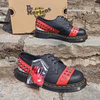 Туфли Dr.Martens 1461 STUD BLACK AND RED + white (25662001) Оригинал!