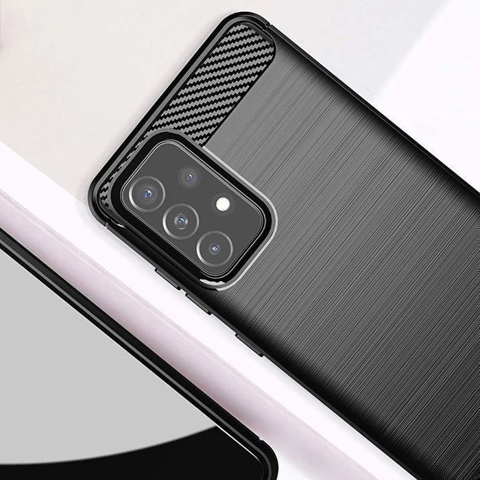 Carbon Case Elastyczne Etui Pokrowiec Samsung Galaxy A72 4G Czarny