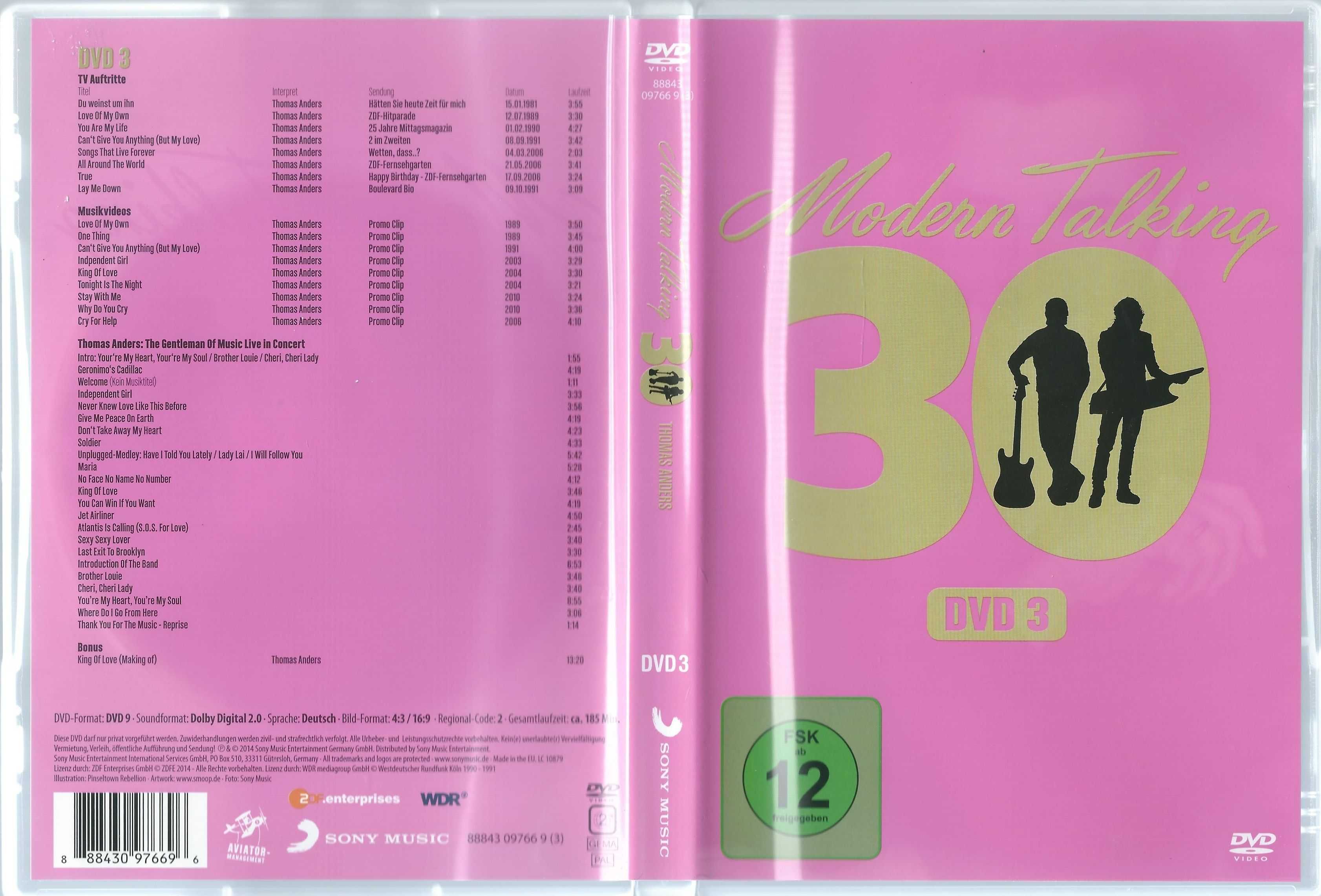 3 DVD Modern Talking – 30 (2014) (Sony Music)