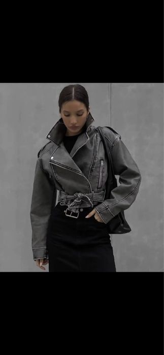 Куртка косуха жіноча сіра вінтажная коротка . S, M, L, XL.