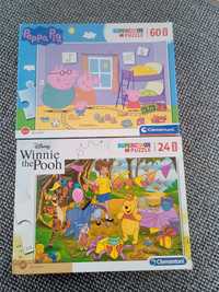 2 zestawy puzzli Winnie the Pooh i Peppa Pig
