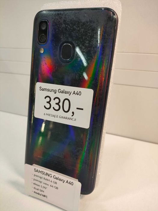 Samsung Galaxy A40 LTE  gwarancja czarny