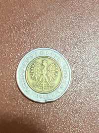Moneta destrukt 5 złotych 1994