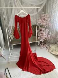 Nowa suknia do sesji czerwina ciążowa