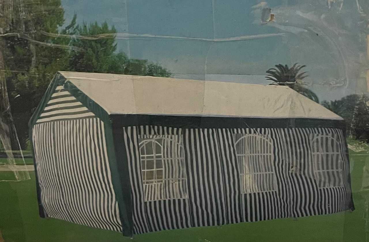 Tenda para festas de jardim 3x6m-riscas em verde e branco
