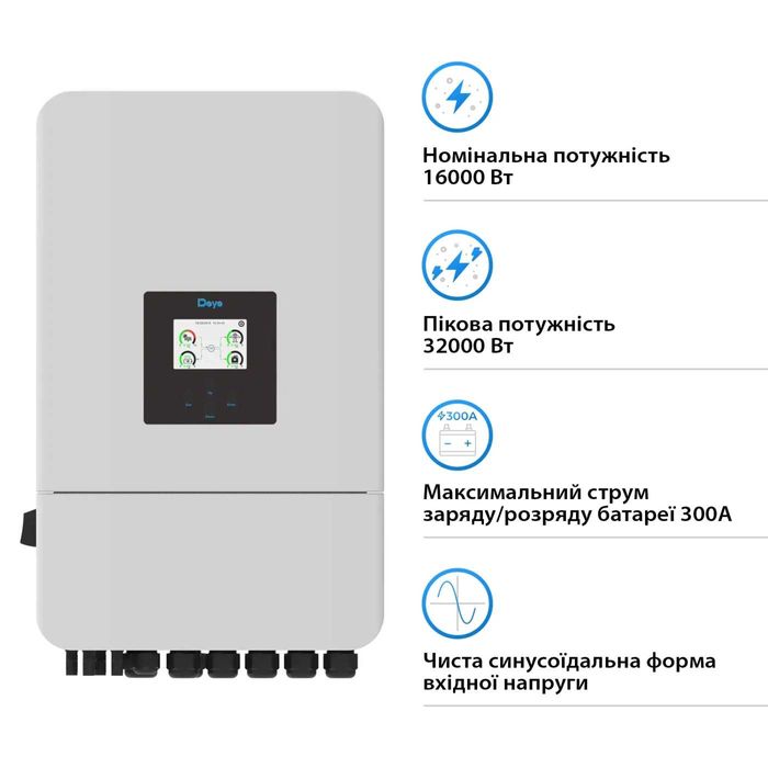 Гібридний інвертор  Deye WiFi (16 kW, 3 фази, 2 MPPT, LV)