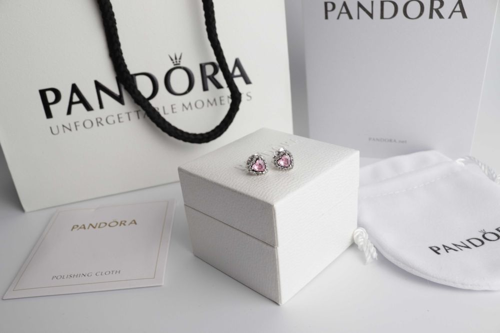 Pandora сережки пусети серце