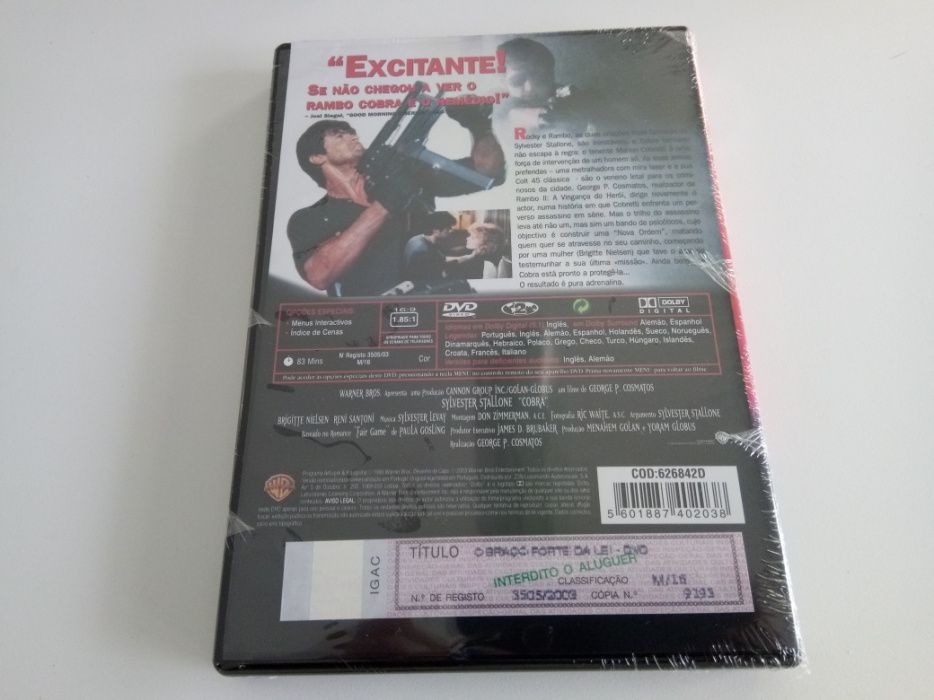 DVD Filme Original Stallone Cobra Novo Selado