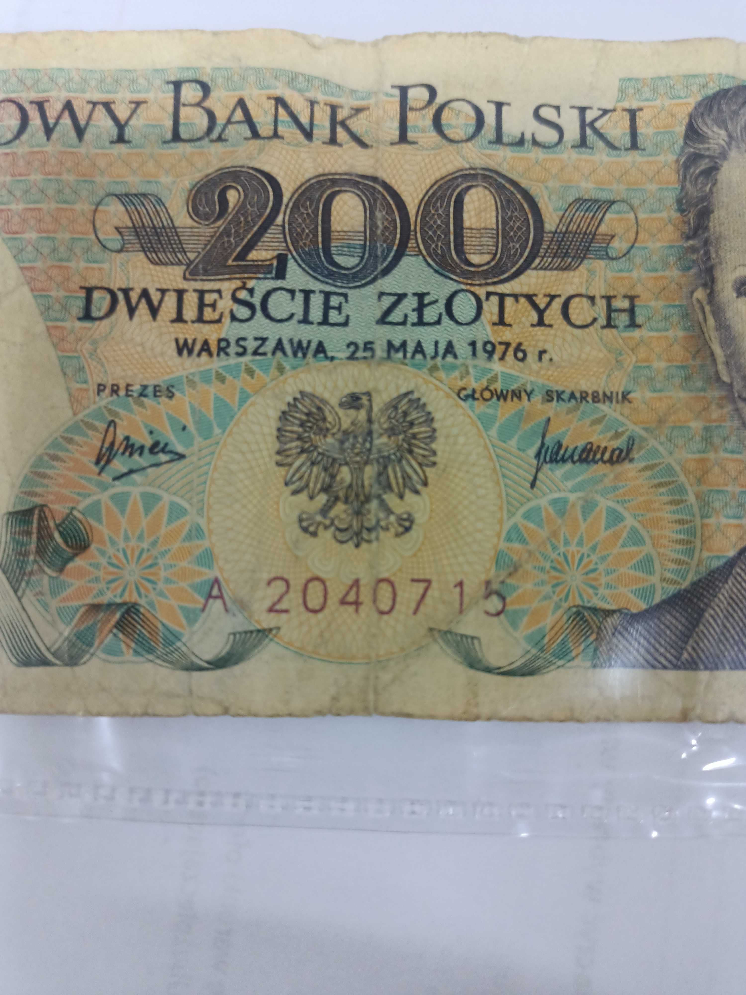 Banknot PRL 200 zł 1976 Seria A