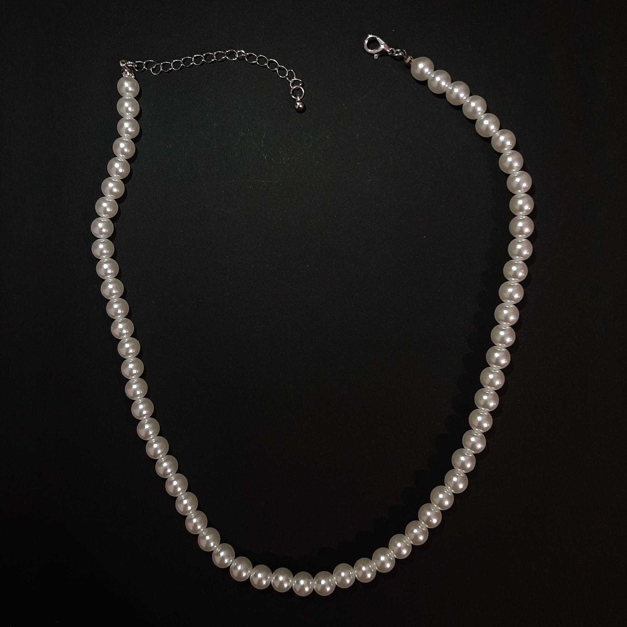Naszyjnik perły NOWY dla kobiet mężczyzn 45 cm łańcuszek z perłami