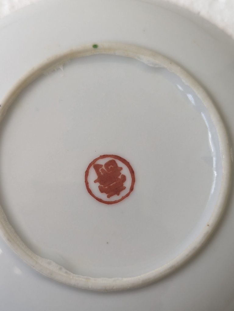 Komplet japońska porcelana trio filiżanka 3 podstawki talerzyki