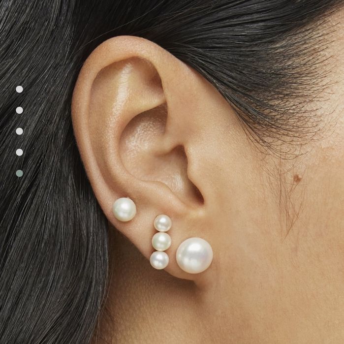 Komplet 3 kolczyków z perłami Tous żółte srebro vermeil 925