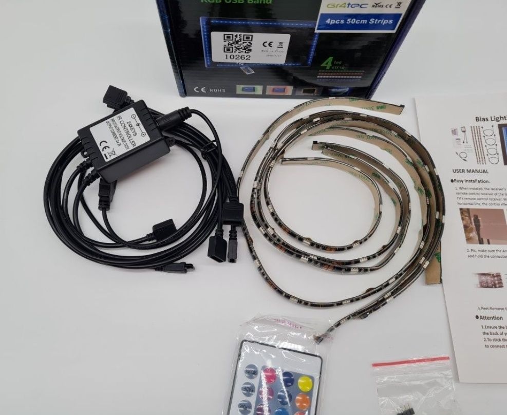 Podświetlenie TV Taśma LED RGB 4x 50 cm USB pilot