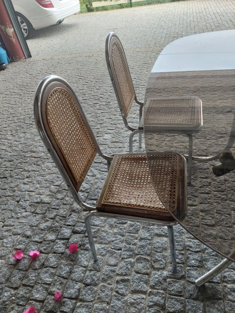 Mesa vidro com 4 cadeiras