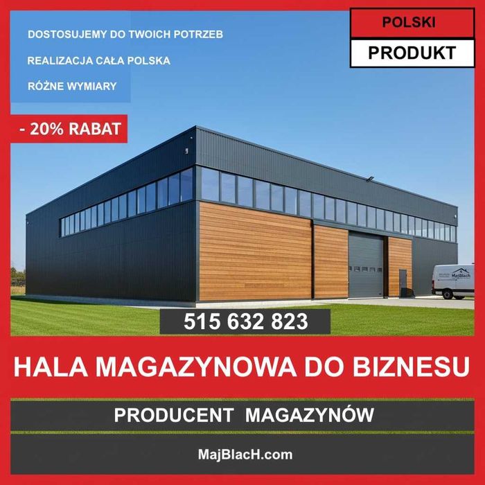 Bardzo Duży Dwuspadowy Garaż Blaszany Grafitowy  - Hala  - Maj-Blach