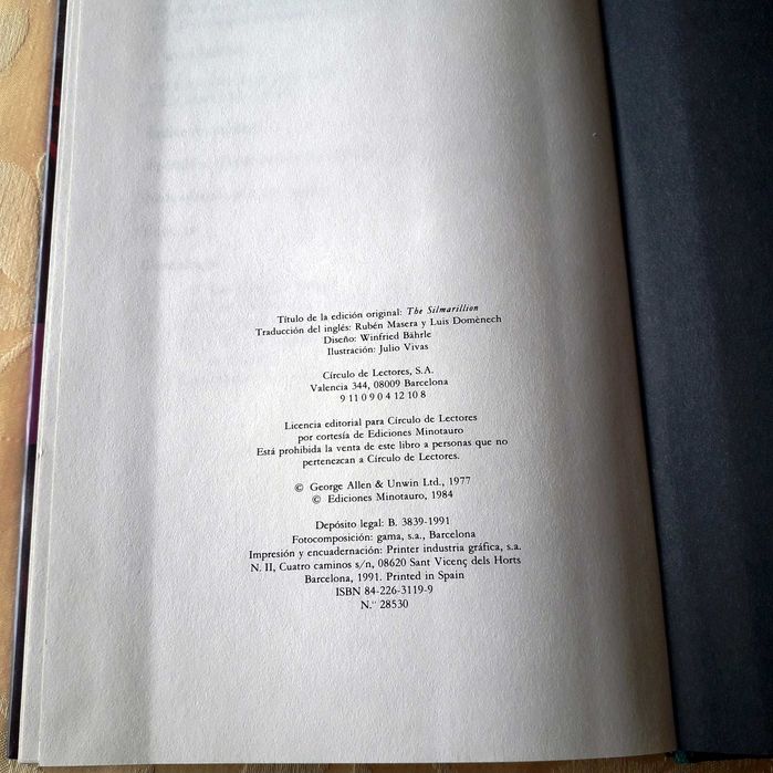 J R R Tolkien - El Silmarillion - Círculo de Lectores - Barcelona