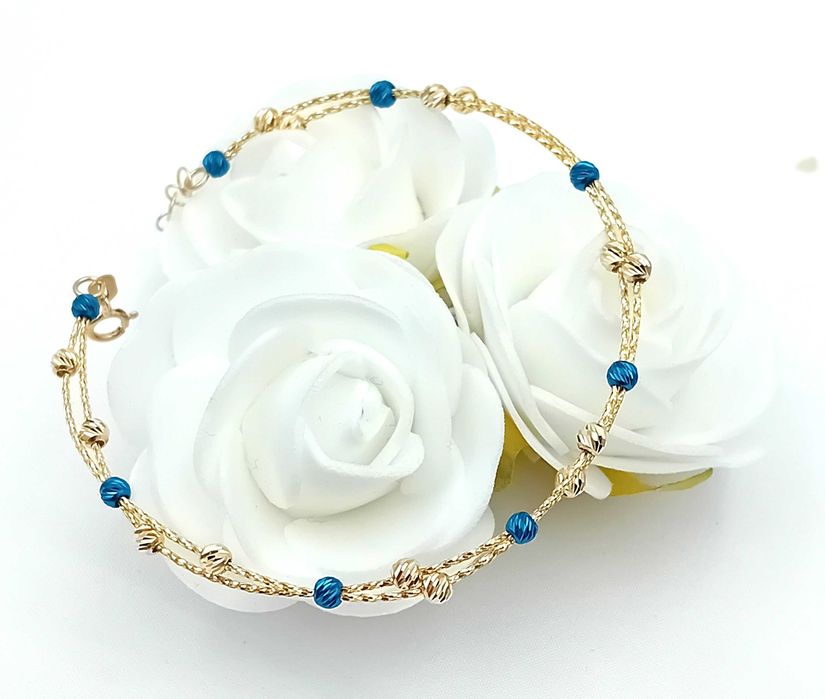 Złota Bransoletka podwójna próba585 KULKI Regulowana NOWA/Fajne Okazje