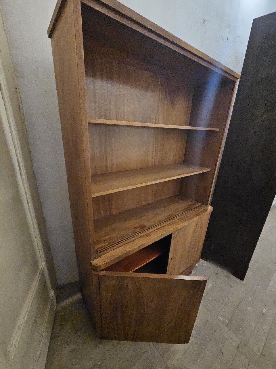 Biblioteczka kredens komoda na książki prl art deco drewniana z szybą