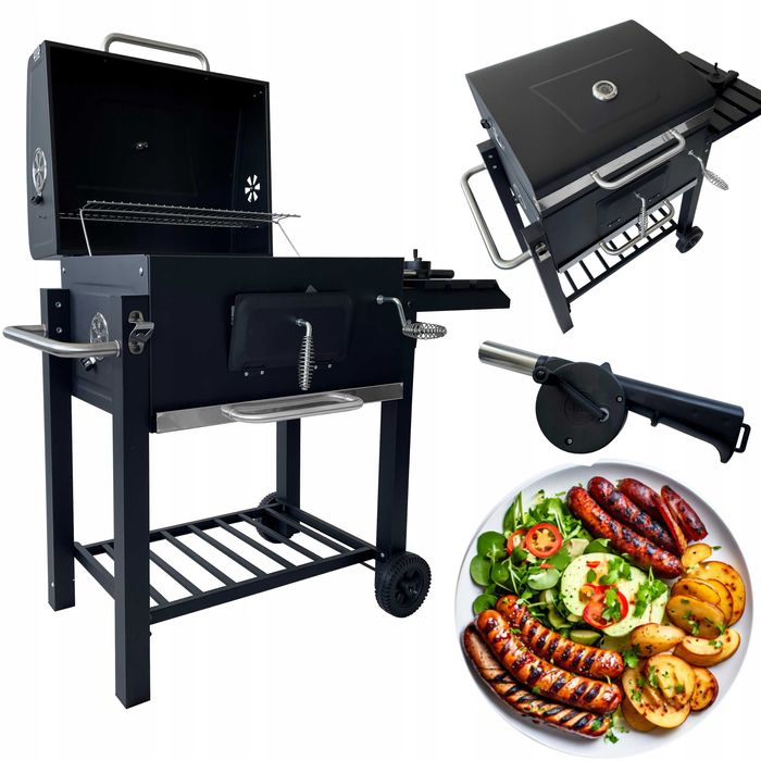 Nowość Grill Ogrodowy Węglowy Termometr Popielnik Dmuchawa Gratis