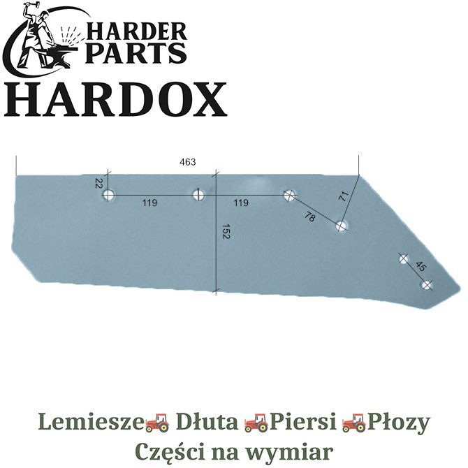 Lemiesz Rabewerk HARDOX SSP350W/P części do pługa 2Xlepsze niż Borowe