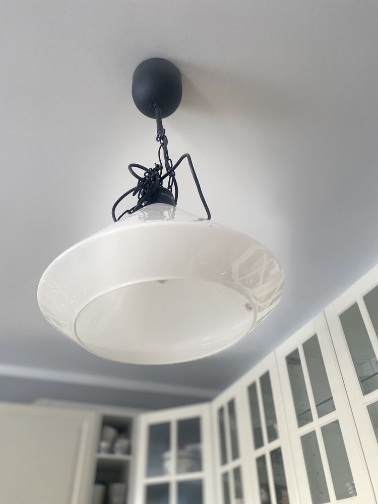 Komplet 2 lamp wiszących Alvangen, białe, klosz szklany