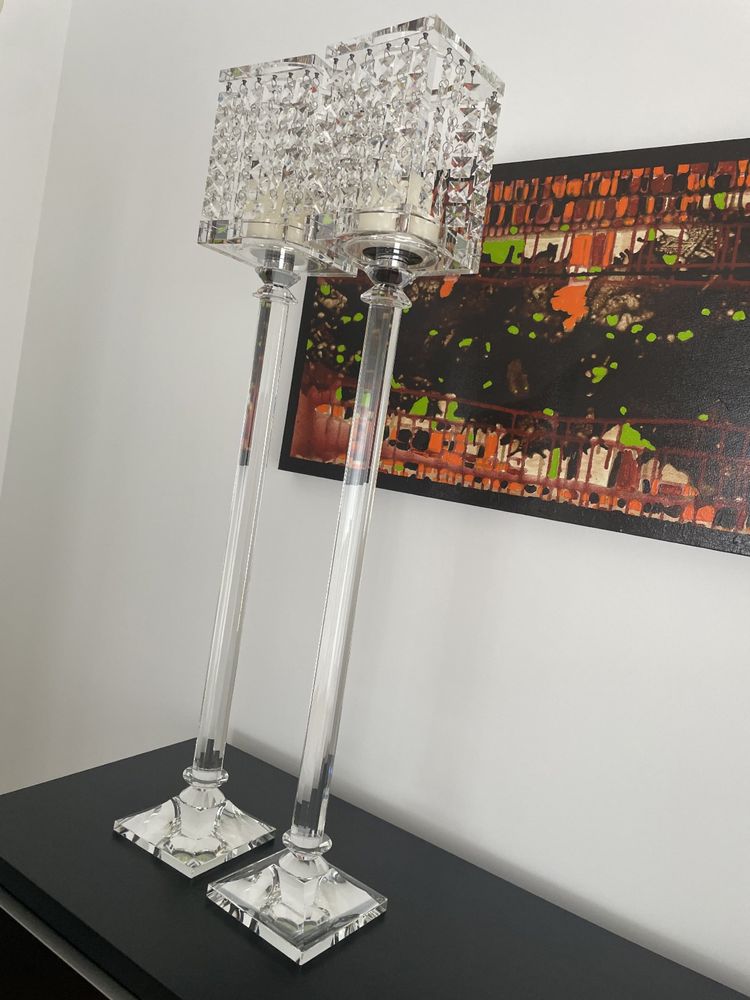 Conj. 2x castiçais em cristal