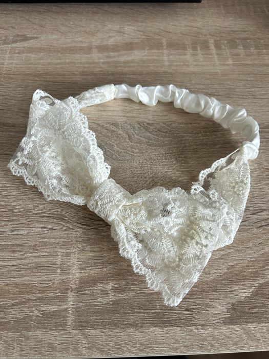 Opaska boho z kokardą na chrzest
