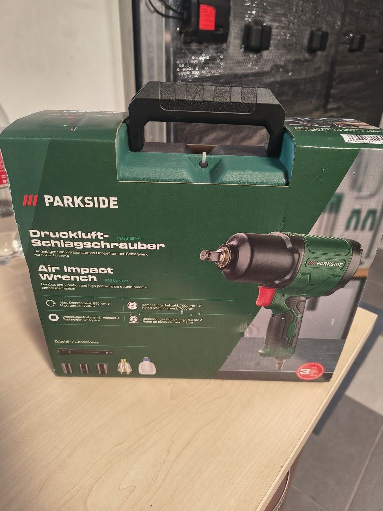 Parkside pneumatyczny klucz udarowy zakrętarka moment max. 850 Nm
