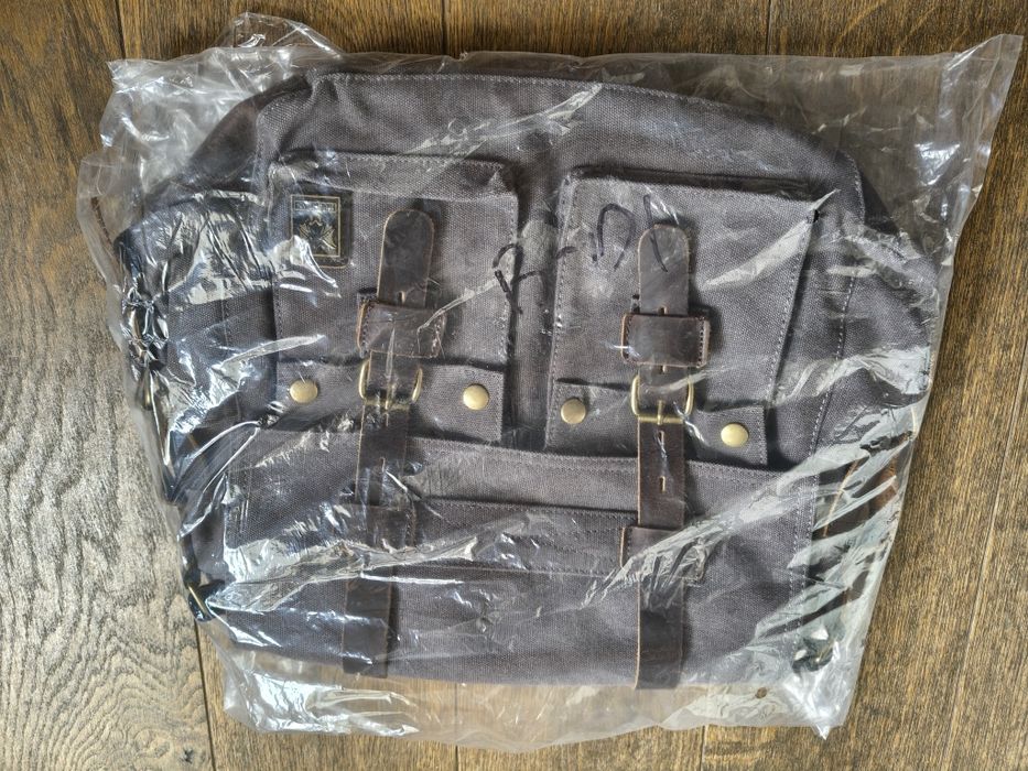 Сумка мужская парусиновая с кожей 35*30*13см