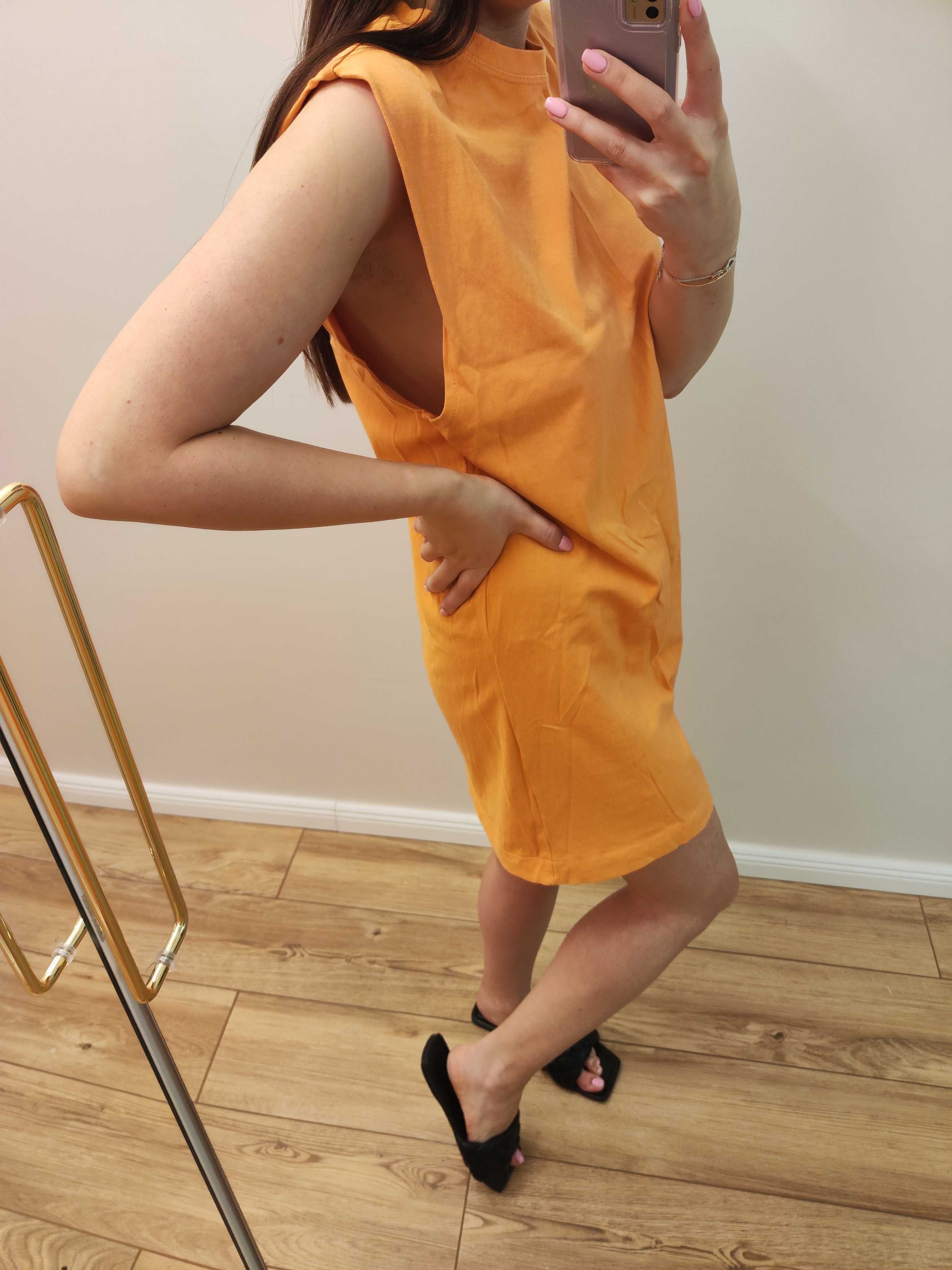 h&m sukienka pomarańczowa xs letnia