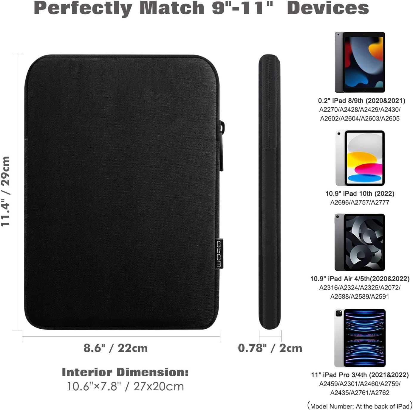 Etui na tablet 9-11" do 11-calowych iPadów Moko czarny