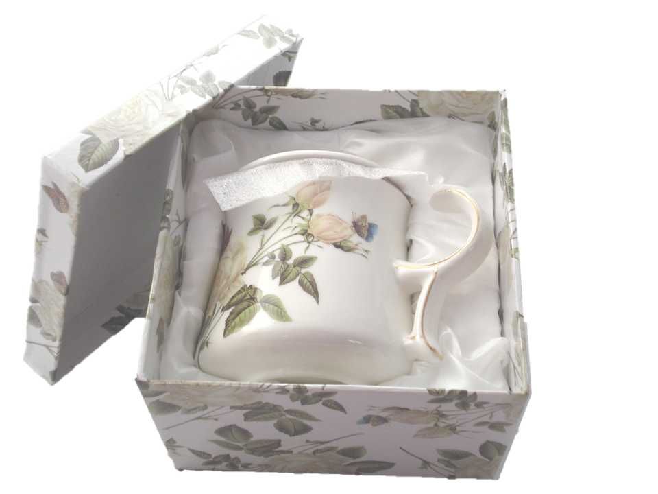 kubek z sitkiem  + pokrywka  pudełko róże herbaciane na prezent