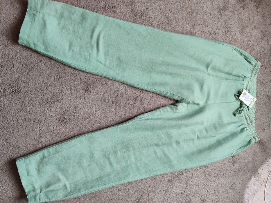 Штани лляні зелені