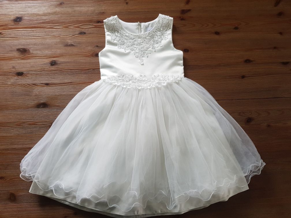 Biała sukienka koktajlowa happy girls 122 cm
