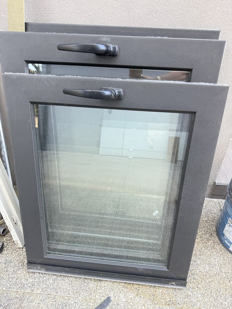 2 Janelas vidro duplo aluminio cinza