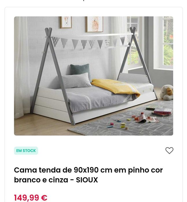 Cama 90*190 estilo tenda, com colchão incluido.