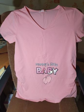 Розовая футболка для беременной принт пяточки Waikiki 46 48 50 размер