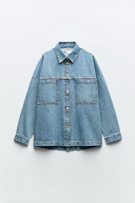 Джинсова куртка ZARA з накладними кишенями, розмір М