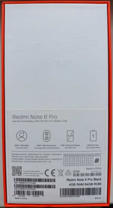 Xiaomi Redmi Note 6 Pro / 4 GB RAM / 64 GB ROM. Металевий корпус.